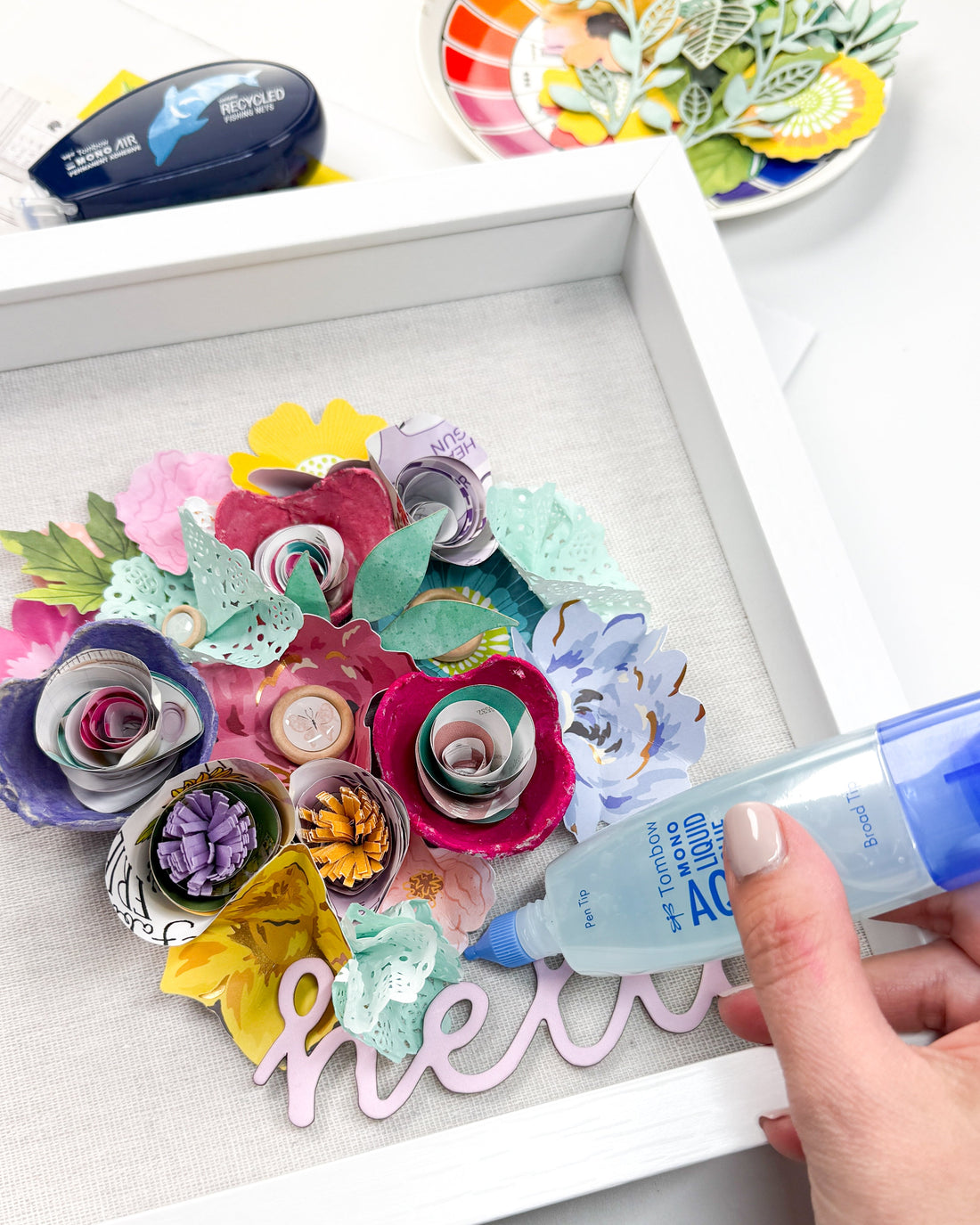 How to Create a Flower Bouquet Frame with Tombow Eco-Friendly Adhesives